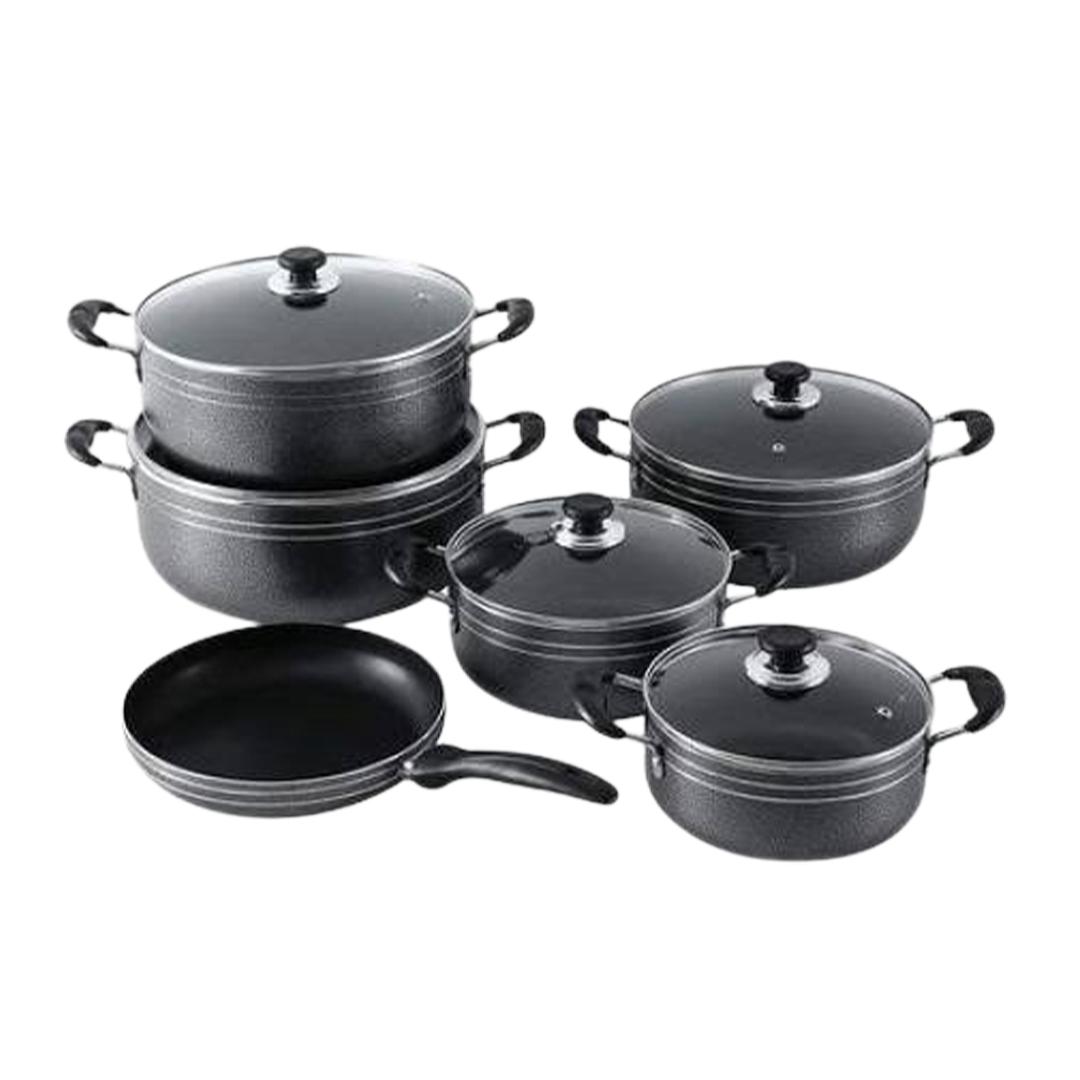 Nonstick Cookware Set 6 Pieces – 5 Pots + 1 Frying Pan (Durable & Easy Cooking)