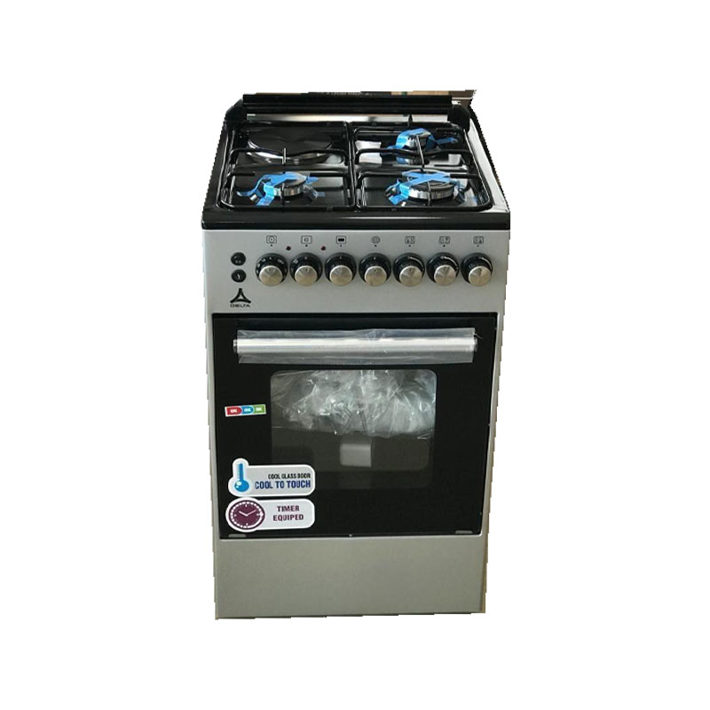 Delta Cooker 50x55cm Electric Oven 3 Gas 1 Electric Silver
