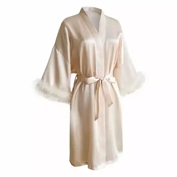 Women’s Satin Bridal Robe – Wedding Party Bridesmaid Bathrobe | Short Hooded Pyjama Coat for Women
