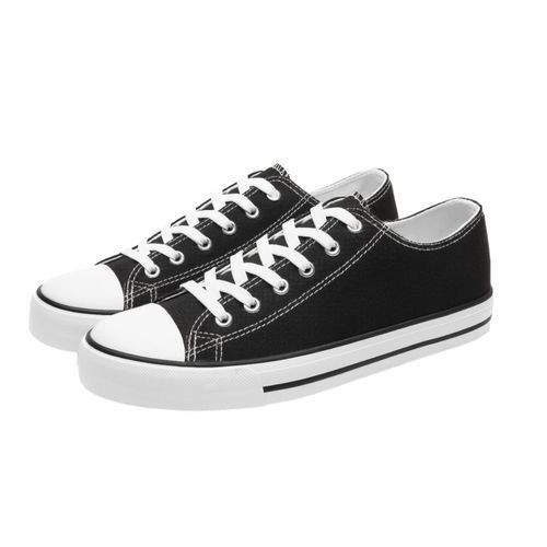 Canvas Low Top Lace-up Shoes Classic Casual Sneakers Black