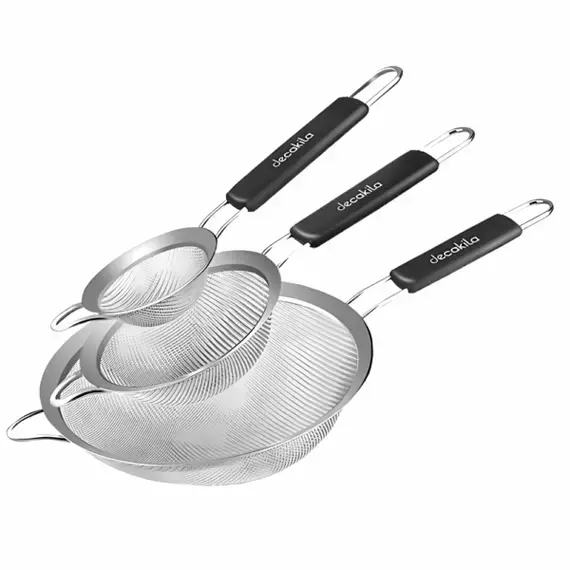 Decakila KMtt146M Mesh Strainer Set – 3pcs (8cm, 12cm, 20cm), Stainless Steel Tea & Kitchen Strainers