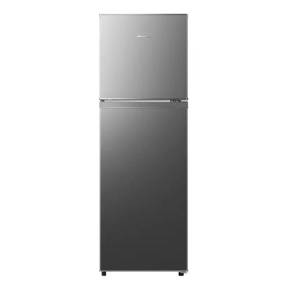 Hisense Refrigerator 154L Double Door, Top Freezer, Energy Class A, LED Lighting, Reversible Door, Tempered Glass, Titanium Silver H225TTS