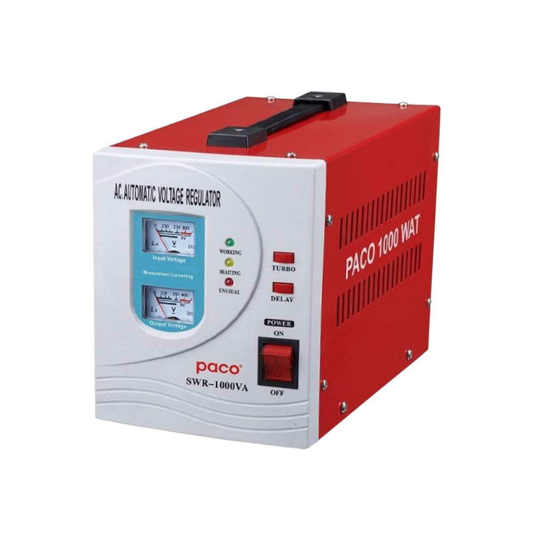 Paco Automatic Voltage Stabilizer 1000W (AVR) – Kinga ya Umeme kwa TV, Fridge na Vifaa vya Nyumbani