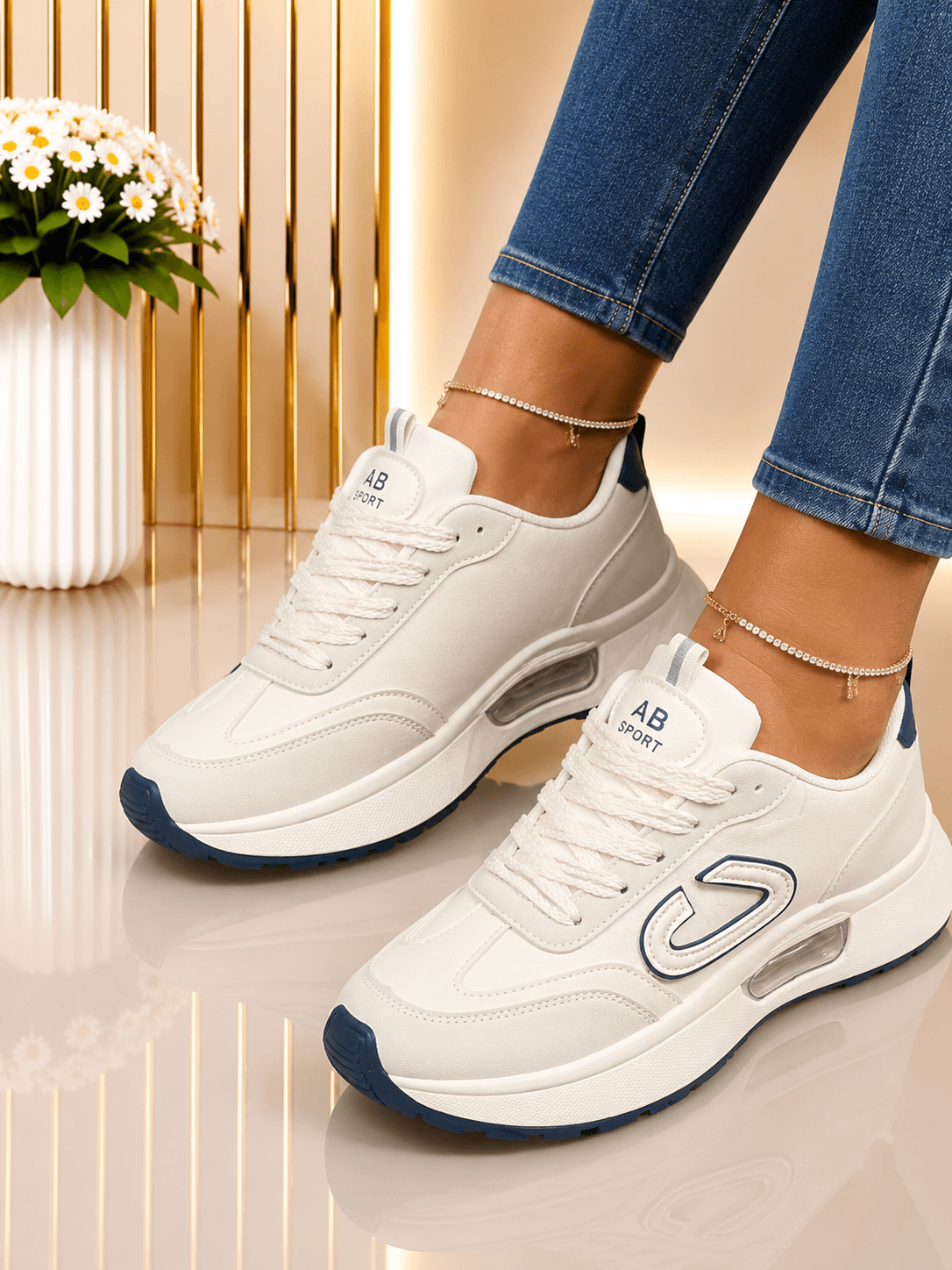 Women’s Casual White Sneakers – AB Sport Stylish & Comfortable Shoes