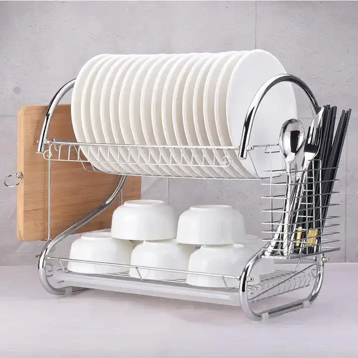 2 layer dish rack Bowl drain steel